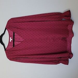 Maurices XXL burgundy polka dot long sleeve blouse